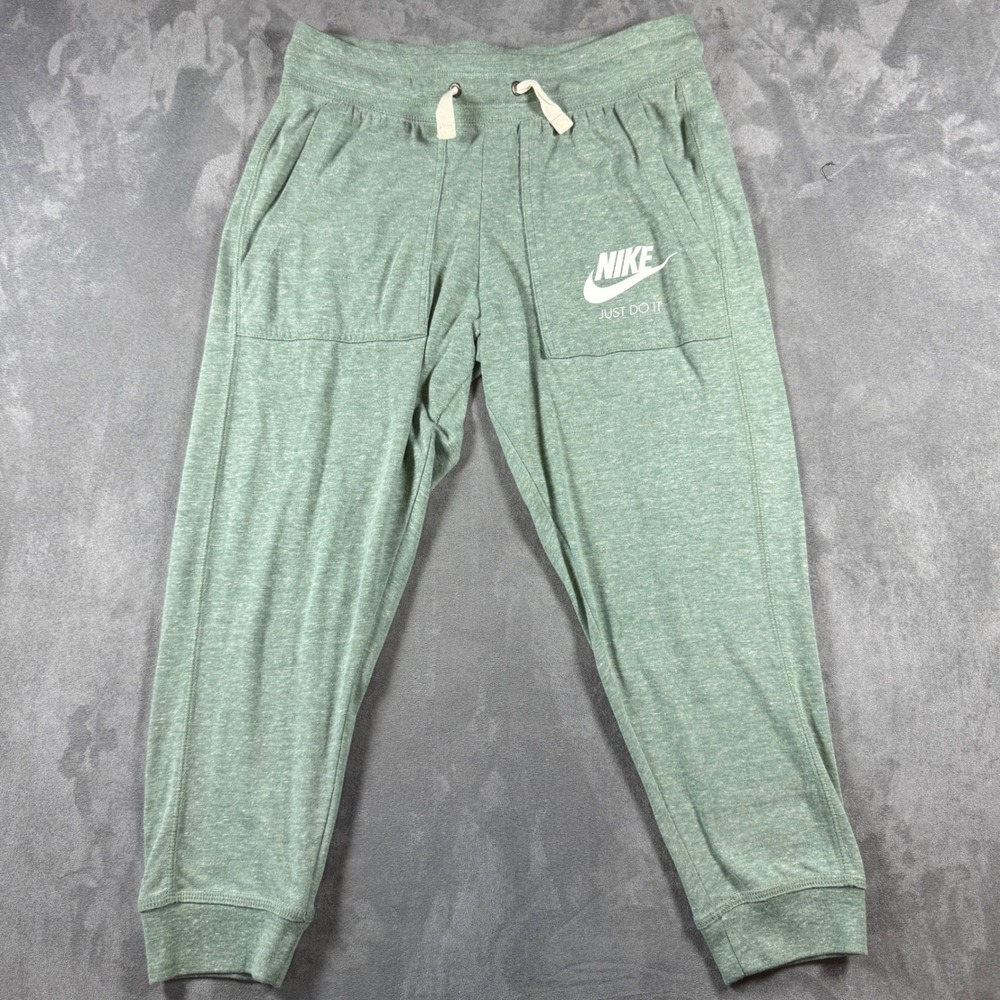 Nike‎ Gym Vintage Capri Joggers Heather Green XS Just Do It Pants